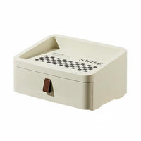 Desktop Drawer Box Compact Desk Organizer with Drawers Glossy Finish
