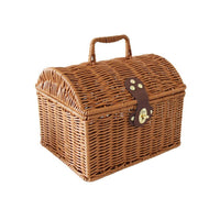 woven Basket with Lid and Handle Rattan picnic Basket with Handle Lidded for Picnics, Gift Packaging