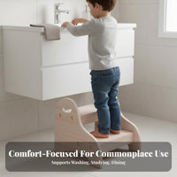 Toddler Wooden Stool Solid Wood Construction Wooden 2-Step Stool Rounded Corners