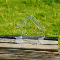 Acrylic Bird Feeder with Suction Cup, House Shape Small Bird Feeder with Sloped Roof and Drainage Holes
