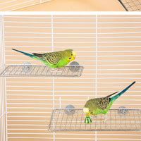 Stainless Steel Perch Bird Cage Stand, Grid Mesh Bird Stand for Parakeet Cockatiel, Parrot Perch for Cage Exercise and Paw Grinding