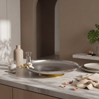Fruit Tray with Base Silver and Gold Serving Platter Polished for Hosts