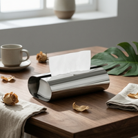 Stainless Steel Tissue Box Long-Lasting Desk Accessory Sleek Design for Desktop