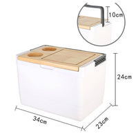 Insulated Container with Cut Board Lid Large Capacity Camping Chiller Table Built-in Cup Holders Insulated Container for Campers, Picnickers