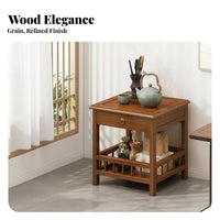 Multi-Tier Tea Shelf Chinese Design Design Multi-Tier Shelving Unit Flat Top Surface Stable Frame for Homeowners, Adults