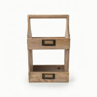 Rustic Two-Tier Storage Box Lightweight Organizer Case with Handle Farmhouse Storage Box with Handle Long-Lasting for Vanity