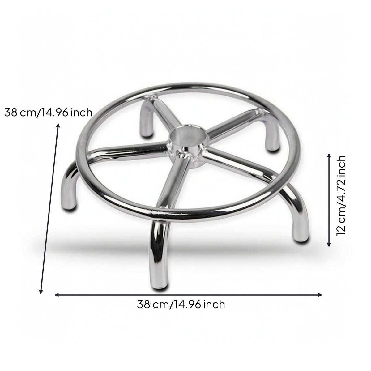 Chrome-Plated Five-Leg Stool Base Metal Stool Base with Circular Frame Heavy-Duty Polished Long-Lasting for DIYers, Bar Stools, Salon Chairs