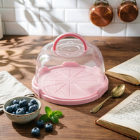 Clear Cake Keeper Top Handle Dessert Carrier Round Base