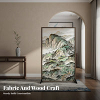 Traditional Chinese design Freestanding Panel Partition Double-Sided Pattern Room separater Opaque Fabric Space Separator Easy to stow for Fans of Asian Aesthetics, awayice Workers, Business Owners, Entryway, Studio Apartment, Bedroom, Restaurant