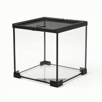 Front-Opening Glass Terrarium Black Habitat Tank Versatile for Desktop, Reptiles