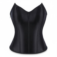 Body Shaping Satin Overbust Corset Adjustable Fit Lace up Back Corset Top Side Zipper Waist Cincher for Parties, Clubbing, Costumes