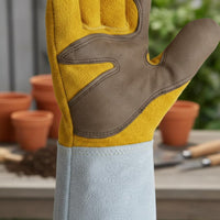 Leather Gardening Gloves Heavy Duty Long Gauntlet Garden Gloves for Construction