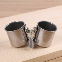 Parrot Feeder and Parrot Water Bowl, Stainless avian feeder Bowl with Rolled Edge, avian Food Cup with Clamp Holder for Cockatiel Feeder
