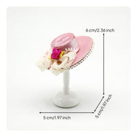 Miniature Hat with Stand Textile Miniature Hat Stand Decorative for Collectors