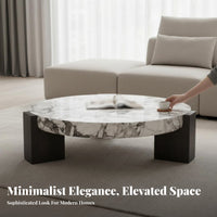 Italian & design Round Coffee Table Marble Pattern Top circular table with cone-shaped Base Minimalist furniture aesthetic Furnishing Designer Inspired for Interior Designers, Art Lovers, Apartment Dwellers, Living Room, Lounge Area, Office