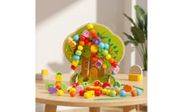 Tree-Shaped Wooden Threading Board Multicolor Threading Board with Beads Smooth Wooden Blocks Vibrant for Preschoolers, Toddlers, Home, Daycare