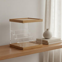 Display Stand Space Saving Wood Acrylic Shelf Dustproof for Collector Room