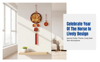 2026 Horse Year Decoration, Red & Gold Jacquard, Auspicious Fu Character, Seasonal Holiday Home Decor, Door Hanging, Chinese