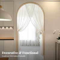 Translucent Pearl Door Curtain Elegant Design Tassel Fringe Drapery Shimmering
