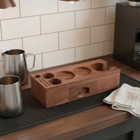 Portafilter Stand ABS Tamper Station Walnut Wood Look for Home Cafe