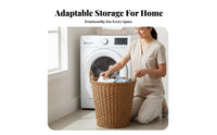 With Handles Wovendesign Plastic Bin Large Capacity Ventilated Plastic Basket Stylish Appearance Laundry Hamper Breathable Design for Families, Homeowners, Students, Bedroom, Bathroom, Dorm Room, Nursery