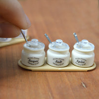Miniature Dollhouse Kitchen Spice Jar Set for 1/6 and 1/12 Scale Dolls - Vintage Style Model