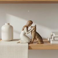 Girl Hugging Dog Statue Delicate Details Girl Hugging Dog Sculpture Stable Base
