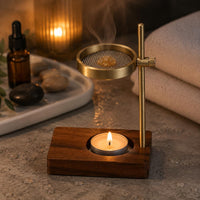 Brass Oil Burner Minimalist Design Adjustable Aroma Burner Easy to Clean