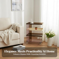 2-Tier Clear Trolley Multi-Purpose Rolling Cart Slim shape for Office Workers