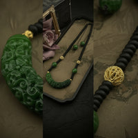 Necklace with Carved Centerpiece Long Statement Necklace Handcrafted-Look Jewelry for Special Occasions