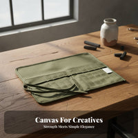 Canvas Brush Roll Multiple Compartments Organization Roll-up Paint Brush Case Portable Paintbrush Storage Pouch for Artists, Painters, Travel