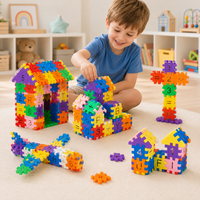 Geometric Number Building Blocks Toy for Kids 1-8 Years Old, DIY Castle House Small Square Blocks