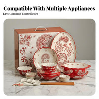 Floral Dinnerware Set, Lace Border, Elegant Domestic Craft, Gift for Housewarming, Wedding