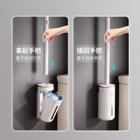 Disposable Toilet Brush with Wall-Mounted Holder and Refill Heads