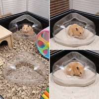 Transparent Hamster Sand Bath with Removable Lid, Dual Function Hamster Sand Bath and Hamster Bath Toilet for Golden Hamsters