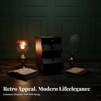 Black Fluted Door Cabinet Retro Design Nightstand mid-centuryera Modern for Bedroom