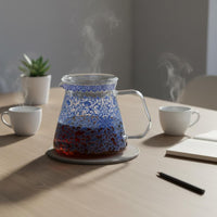 Heat-Resistant Blue and White Porcelain Pattern Coffee Server Easy to Clean 60-Degree Cone Design Glass Coffee Dripper Set Portable for Office