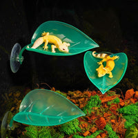 Realistic Crested Gecko Tank Accessories, Basking Perch for Small Reptiles, Artificial Leaf Decoration with Suction Cup Habitat Decor