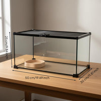 Glass Reptile Terrarium Feeding Hole Transparent Reptile Enclosure Portable Amphibian Breeding Box for Hobbyists