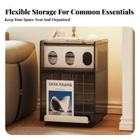Rippled Door Cabinet Transparent structure Nightstand adaptable Placement for Bedroom