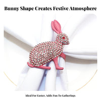 Easter Bunny Napkin Holder Rhinestone Embellished Gilded Hare Napkin Buckle Elegant Crafted Metal Easter Serviette Holder for Holiday Parties