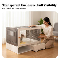 Kennel with Potty Area Easy to Clean canopyed Dog Crate sturdy Frame for Indoors