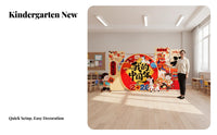 Kindergarten New Year Backdrop, Horse Theme, Custom Wall Panel, Festive Scene Decor