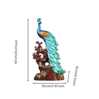 Peacock Sculpture with Branch Base Ornamental Peacock Figurine Collectible