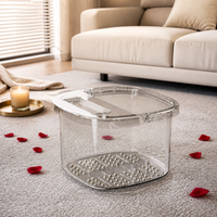 Small Foot Spa with Rollers, Pedicure Foot Bath with Handles & Lid, Soaking Tub for Home Massage & Circulation