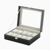 Multi-Slot PU Leather Watch Storage Box with Divider