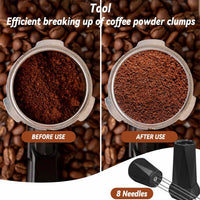 Stainless Steel Coffee Tamper with Adjustable Calibration and Magnetic Dosing Ring Kit