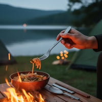 Lightweight Titanium Cutlery Set Compact Camping Cutlery Kit Sturdy Portable Flatware with Pouch Ultralightweight for Campers, Backpackers, Travelers, Hiking, Picnic