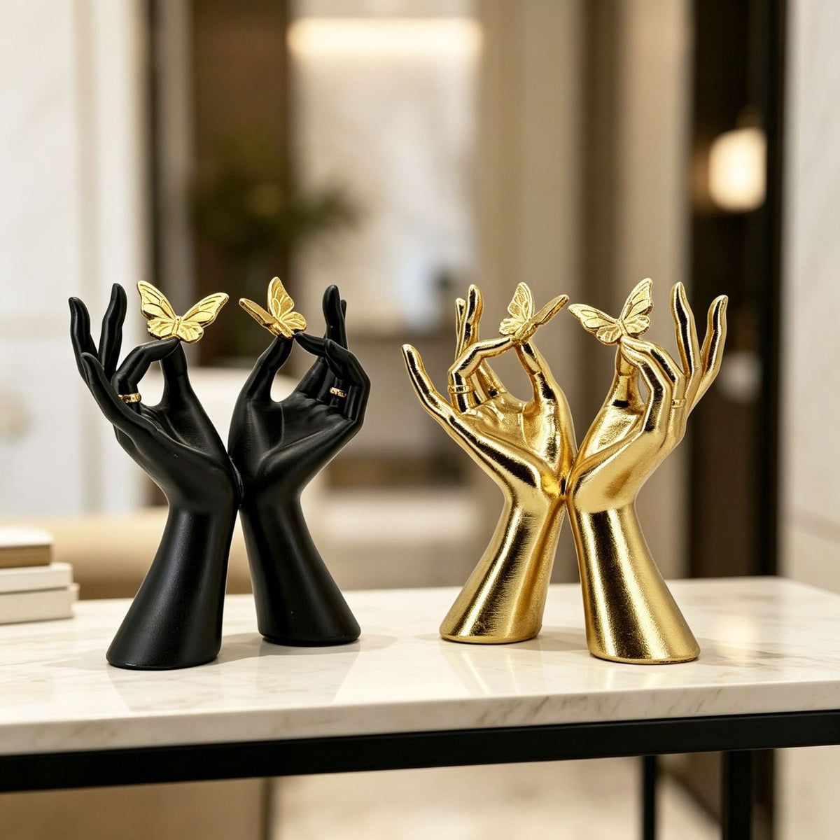 Gold Butterfly Resin Figurine for Living Room