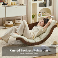 Banana-Shaped Lounger with Footrest Multi-Functional Rocking Recliner Padded pad Ergonomic Design for Balcony, Living Room